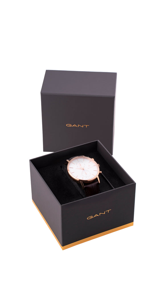 Gant Park Hill Day Date II IPR White Dial Black Leather
