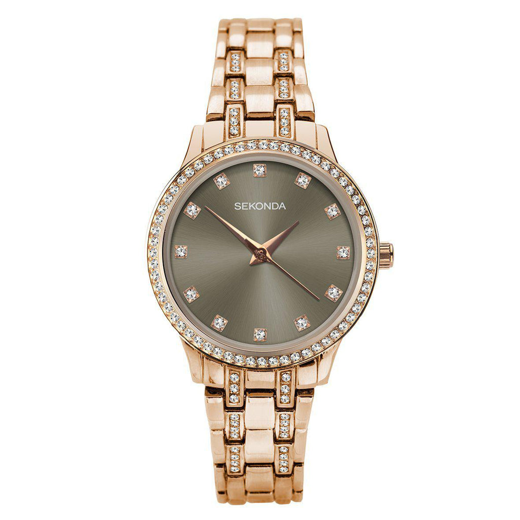 Sekonda Women’s Rose Gold Stone Set Bracelet Watch