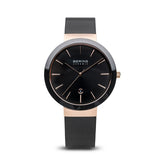 Bering Ceramic Polished Rose Gold Black Watch
