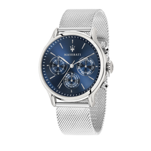 Load image into Gallery viewer, EPOCA 42mm Blue Dial SIlver Mesh Watch