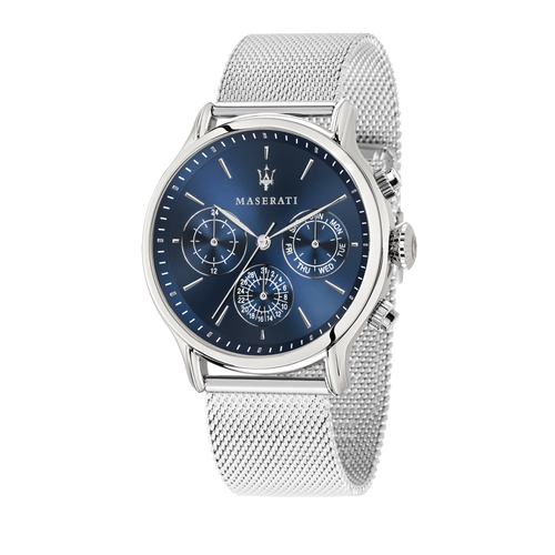 EPOCA 42mm Blue Dial SIlver Mesh Watch
