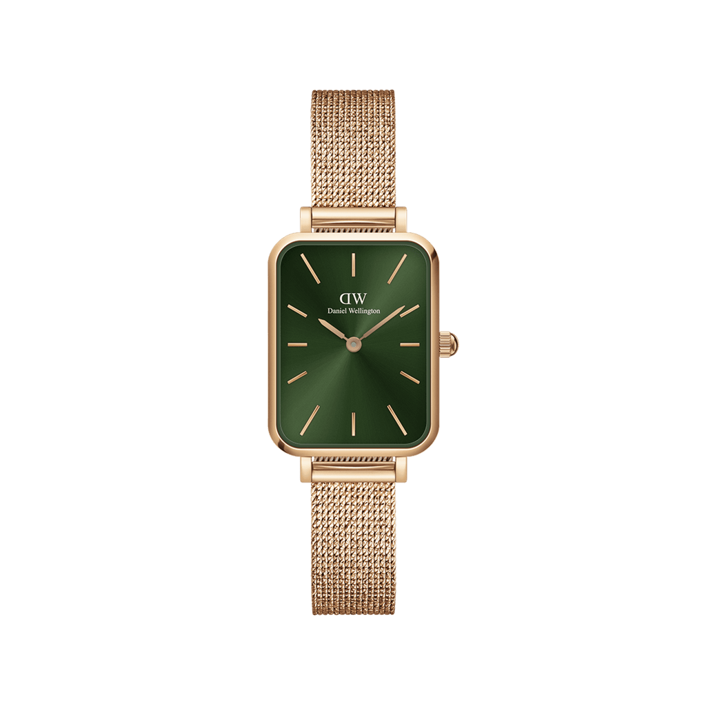 Daniel Wellington Quadro 20X26 Pressed Melrose Rose Gold & Emerald Watch