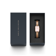 Load image into Gallery viewer, Daniel Wellington Quadro Lumine 20x26 5-Link Rose Gold &amp; Mother of Pearl Pink Watch