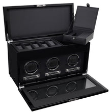 Load image into Gallery viewer, Wolf Savoy Triple Winder With Storage Black | The Jewellery Boutique Australia