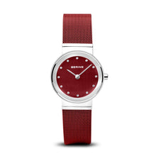 Load image into Gallery viewer, Bering Classic Polished Silver Red Mesh Watch