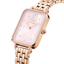 Load image into Gallery viewer, Daniel Wellington Quadro Lumine 20x26 5-Link Rose Gold &amp; Mother of Pearl Pink Watch