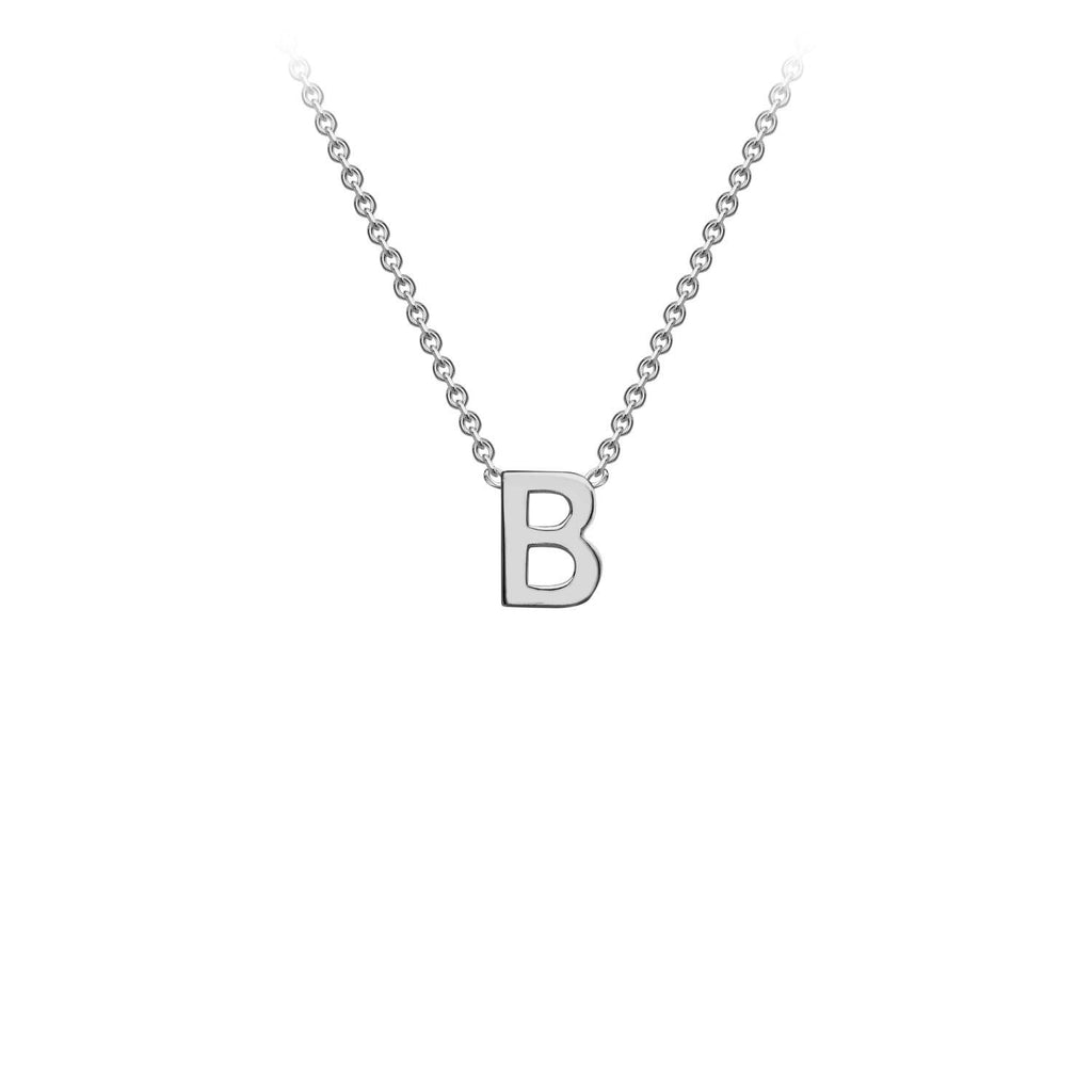 9K White Gold 'B' Initial Adjustable Necklace 38cm/43cm | The Jewellery Boutique Australia