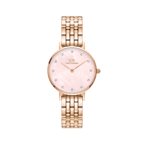 Daniel Wellington Petite Lumine 28 5-Link Rose Gold & Mother of Pearl Pink Watch
