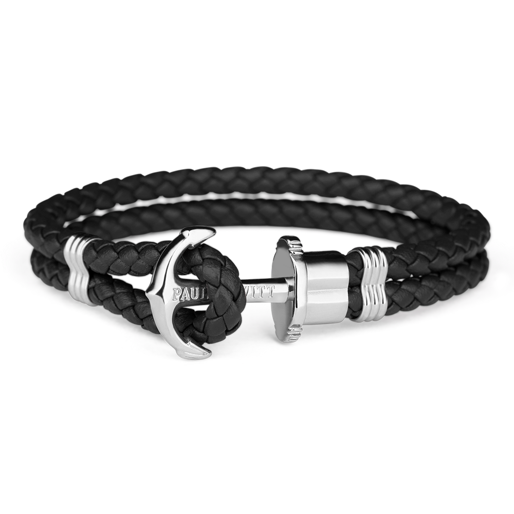 Paul Hewitt Phrep Leather Black / Silver Bracelet - XS