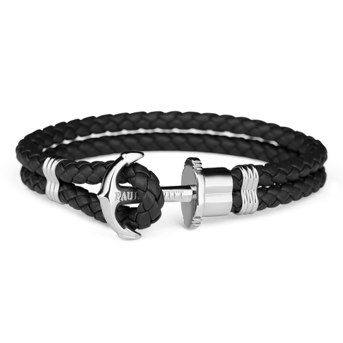 Paul Hewitt Phrep Leather Black / Silver Bracelet - S