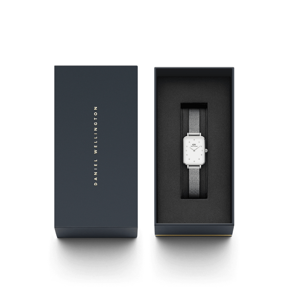 Daniel Wellington Quadro 20X26 Pressed Sterling Lumine Silver & White Watch