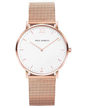 Load image into Gallery viewer, Paul Hewitt Sailor White Sand Rose Gold Mesh Watch