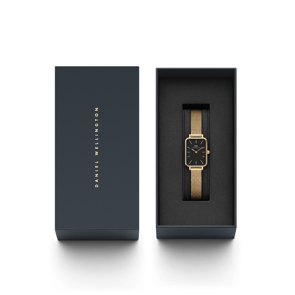 Daniel Wellington Quadro 20X26 Pressed Evergold Gold & White Watch