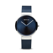 Load image into Gallery viewer, Bering Classic Brushed Silver Blue Mesh Watch