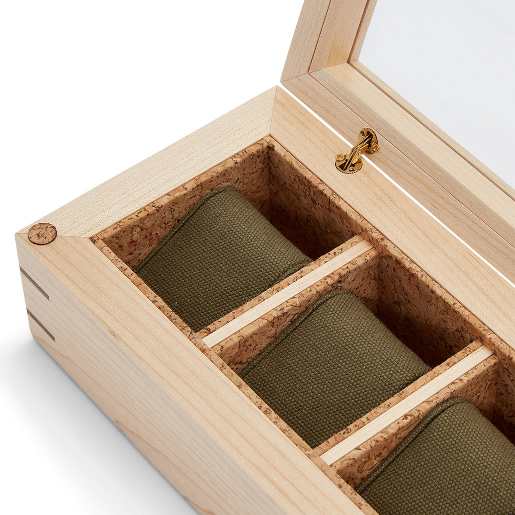 Wolf Analog Shift 5 Piece Watch Box Wood