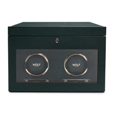 Load image into Gallery viewer, Wolf Brit Racing Green Double Watch Winder(V) | The Jewellery Boutique Australia