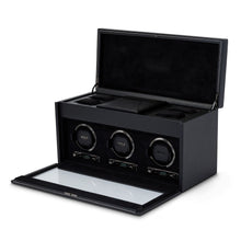 Load image into Gallery viewer, Wolf British Racing Triple Watch Winder with Storage Black