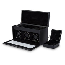 Load image into Gallery viewer, Wolf British Racing Triple Watch Winder with Storage Black
