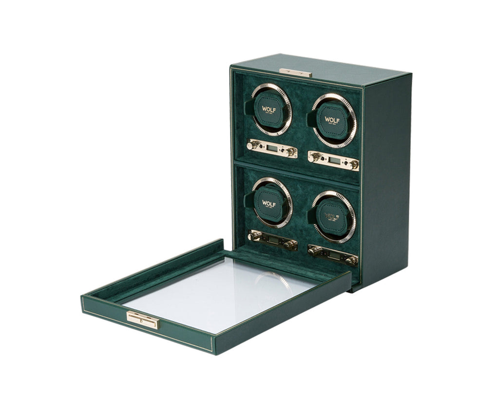 Wolf British Racing Green 4 Piece Watch Winder