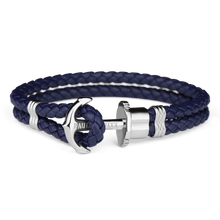Load image into Gallery viewer, Paul Hewitt Phrep Leather Silver / Navy Blue Bracelet - XS