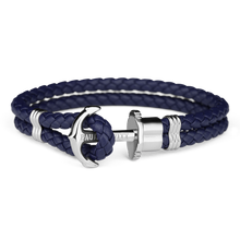 Load image into Gallery viewer, Paul Hewitt Phrep Leather Silver / Navy Blue Bracelet - XXL