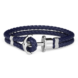 Paul Hewitt Phrep Leather Silver / Navy Blue Bracelet - S