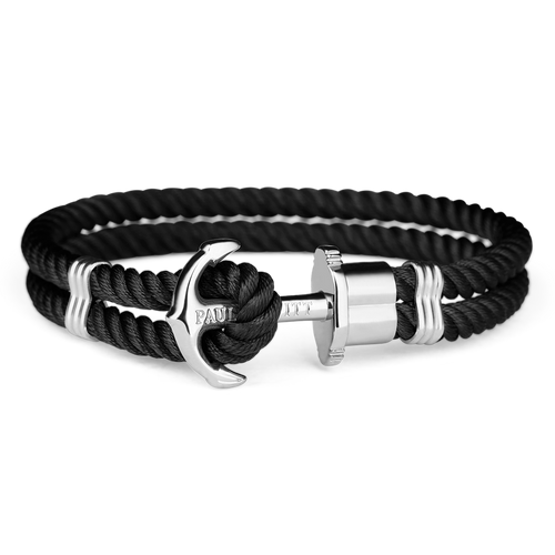 Paul Hewitt Phrep Nylon Silver / Black Bracelet - S