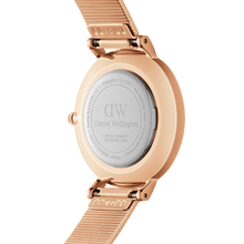 Load image into Gallery viewer, Daniel Wellington Petite 28 Lumine Rose Gold Mother of Pearl Black Watch