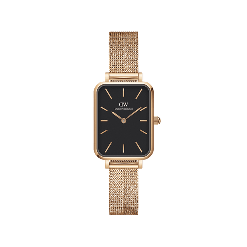 Daniel Wellington Quadro 20X26 Pressed Melrose Rose Gold & Black Watch