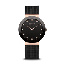 Load image into Gallery viewer, Bering Ceramic Polished Rose Gold Black Mesh Watch