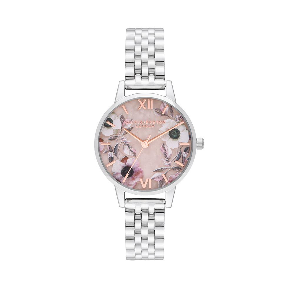 Olivia Burton Semi Precious Silver Bracelet Watch - Silver