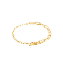 Load image into Gallery viewer, Ania Haie Mixed Link T-Bar Bracelet  - Gold