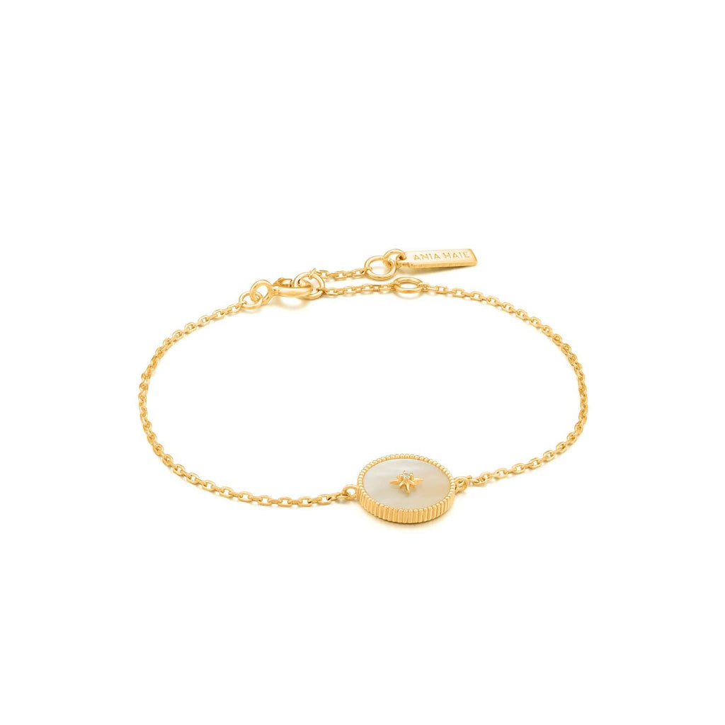 Ania Haie Mother Of Pearl Emblem Bracelet - Gold