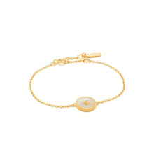 Load image into Gallery viewer, Ania Haie Mother Of Pearl Emblem Bracelet - Gold