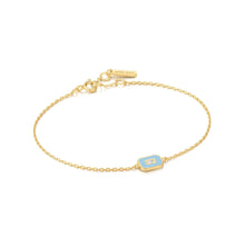 Load image into Gallery viewer, Ania Haie Powder Blue Enamel Emblem Gold Bracelet