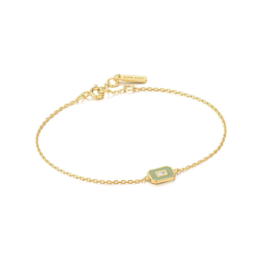 Ania Haie Sage Enamel Emblem Gold Bracelet