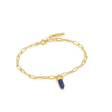 Load image into Gallery viewer, Gold Lapis Point Pendant Bracelet