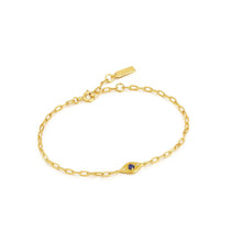 Load image into Gallery viewer, Gold Lapis Evil Eye Bracelet