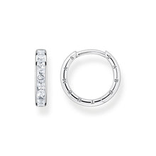 Load image into Gallery viewer, Thomas Sabo Hoop Earrings White Stones Silver