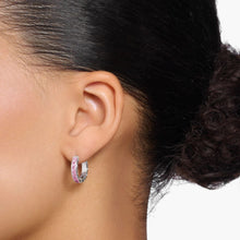 Load image into Gallery viewer, THOMAS SABO Heritage Pink And Silver Hoop Earrings