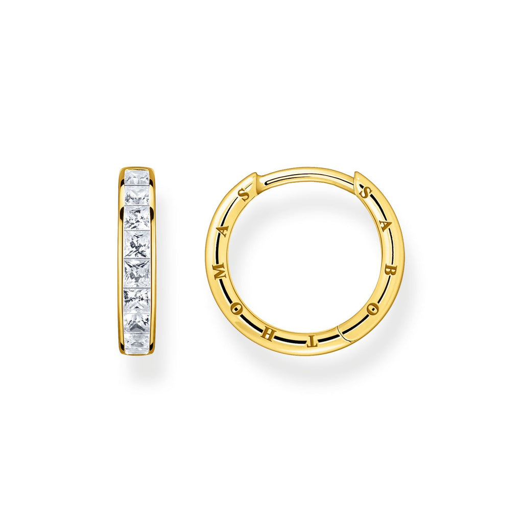 Thomas Sabo Hoop Earrings White Stones Gold