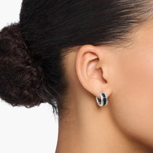 Load image into Gallery viewer, THOMAS SABO Heritage Black And Silver Hoop Earrings