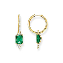 Load image into Gallery viewer, THOMAS SABO Heritage Green Stone Gold Hoop Earrings