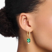 Load image into Gallery viewer, THOMAS SABO Heritage Green Stone Gold Hoop Earrings