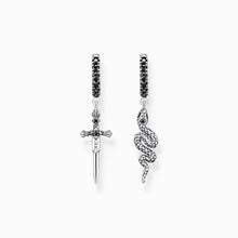 Load image into Gallery viewer, THOMAS SABO Hoop earrings blackened snake and sword