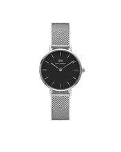 Load image into Gallery viewer, Daniel Wellington Petite 28 Sterling Silver &amp; Black Watch