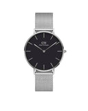 Daniel Wellington Petite 36 Sterling Silver & Black Watch