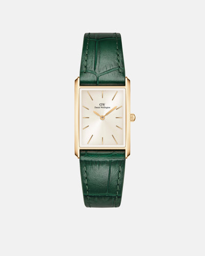 Daniel Wellington Bound 32x22 Green Croc Leather G Champagne Sunray Watch