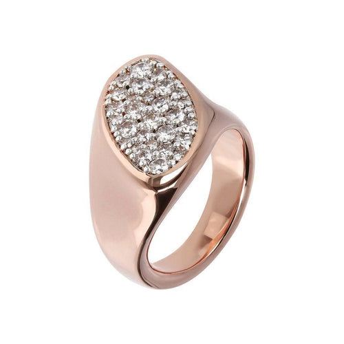 Bronzallure Diagonal Pav&eacute; Seal Ring