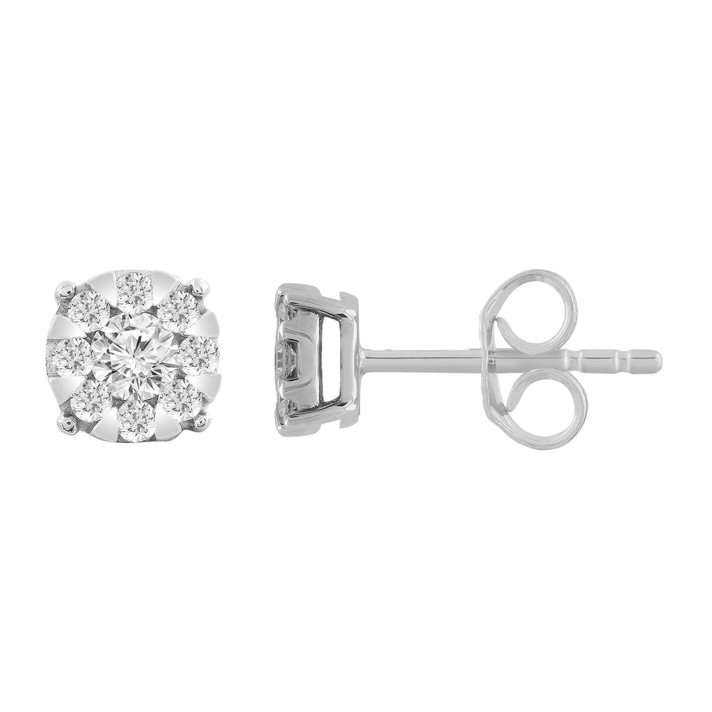 Stud Earrings with 0.33ct Diamonds in 9K White Gold E-14059A-033-W